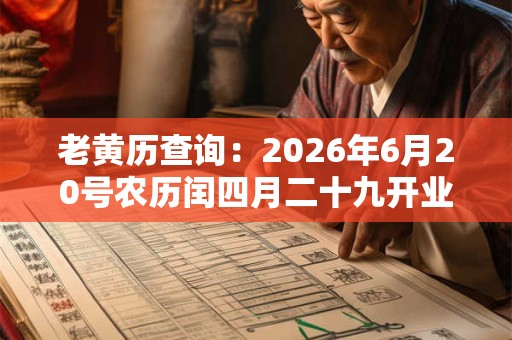 老黄历查询：2026年6月20号农历闰四月二十九开业好吗