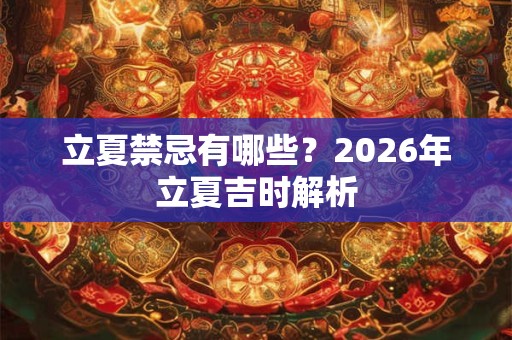 立夏禁忌有哪些？2026年立夏吉时解析
