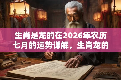 生肖是龙的在2026年农历七月的运势详解，生肖龙的命理