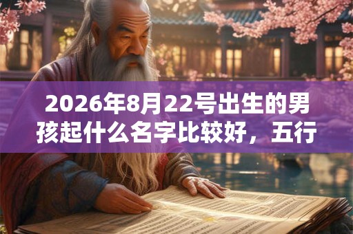 2026年8月22号出生的男孩起什么名字比较好，五行属什么