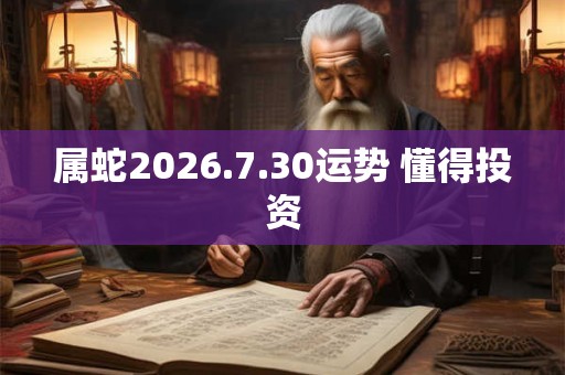 属蛇2026.7.30运势 懂得投资