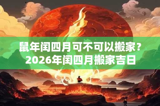 鼠年闰四月可不可以搬家？2026年闰四月搬家吉日