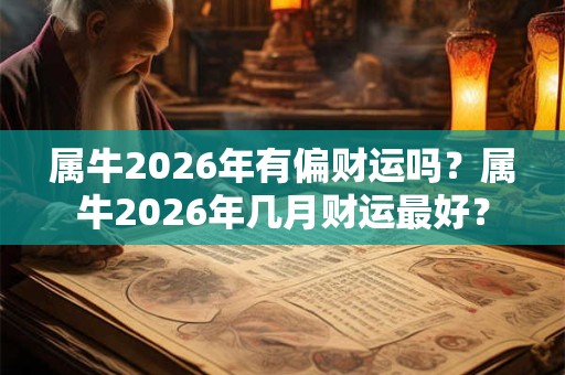 属牛2026年有偏财运吗？属牛2026年几月财运最好？