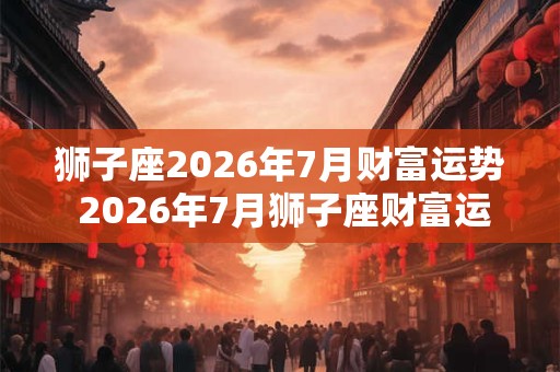 狮子座2026年7月财富运势 2026年7月狮子座财富运程详解