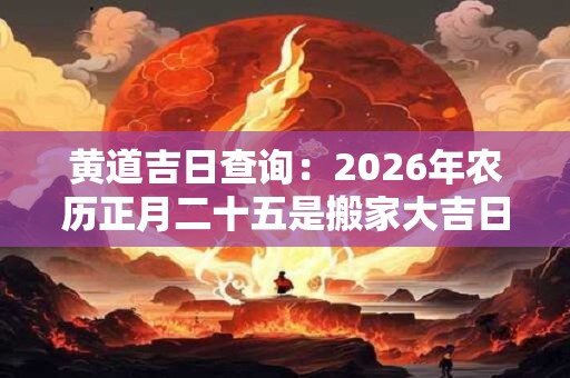 黄道吉日查询：2026年农历正月二十五是搬家大吉日子吗
