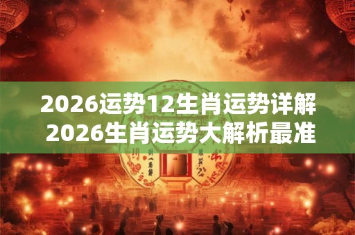 2026运势12生肖运势详解 2026生肖运势大解析最准