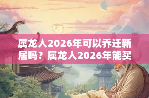 属龙人2026年可以乔迁新居吗？属龙人2026年能买房吗？
