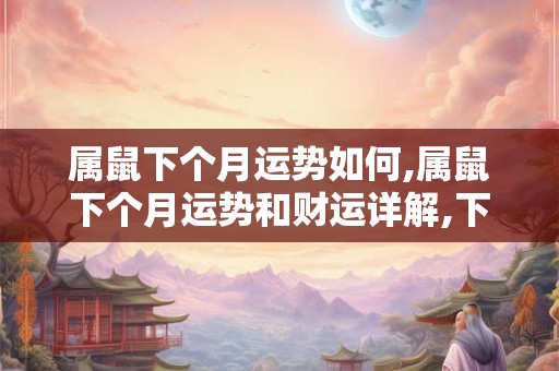 属鼠下个月运势如何,属鼠下个月运势和财运详解,下个月属鼠人运势查询