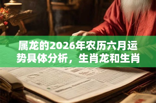 属龙的2026年农历六月运势具体分析，生肖龙和生肖猪婚姻相配吗？