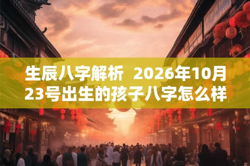 生辰八字解析  2026年10月23号出生的孩子八字怎么样