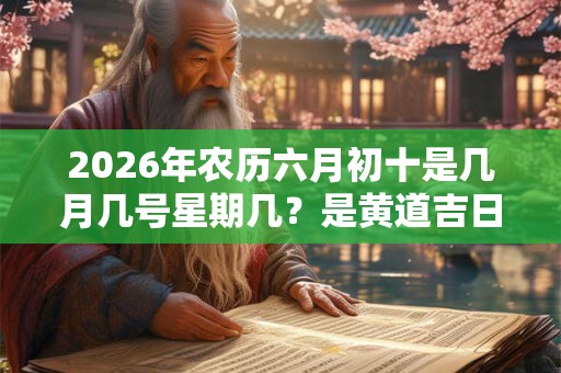 2026年农历六月初十是几月几号星期几？是黄道吉日吗？