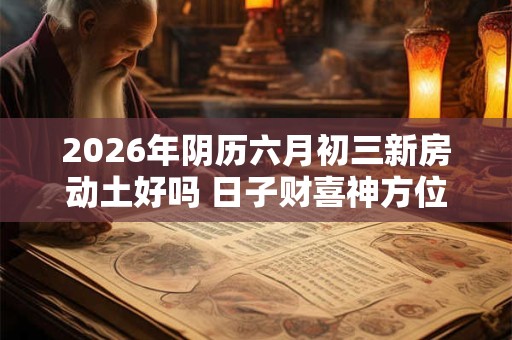 2026年阴历六月初三新房动土好吗 日子财喜神方位