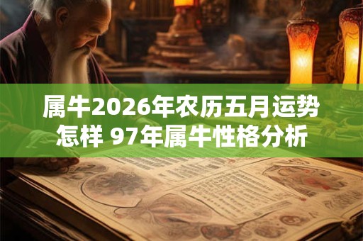 属牛2026年农历五月运势怎样 97年属牛性格分析