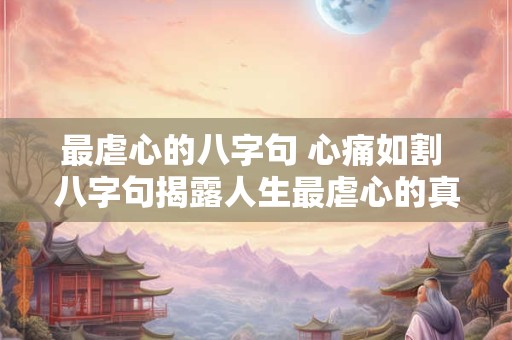 最虐心的八字句 心痛如割 八字句揭露人生最虐心的真相！