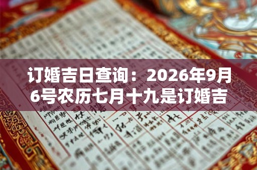 订婚吉日查询：2026年9月6号农历七月十九是订婚吉日吗