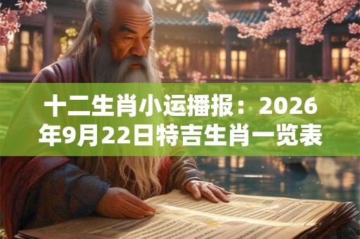 十二生肖小运播报:2026年9月22日特吉生肖一览表 十二生肖小运播报:2026年9月22日特吉生肖一览表