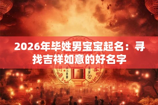 2026年毕姓男宝宝起名：寻找吉祥如意的好名字