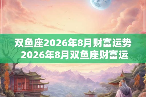 双鱼座2026年8月财富运势 2026年8月双鱼座财富运程详解