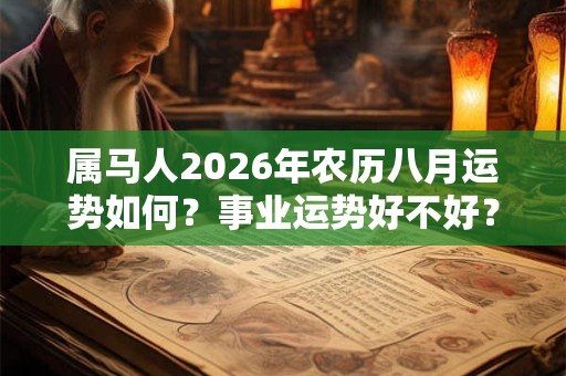 属马人2026年农历八月运势如何？事业运势好不好？
