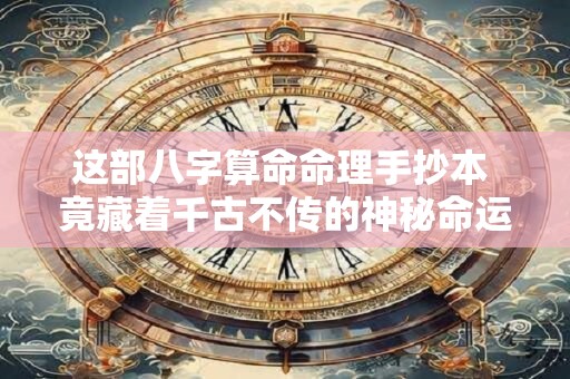 这部八字算命命理手抄本 竟藏着千古不传的神秘命运密码! 这部八字算命命理手抄本 竟藏着千古不传的神秘命运密码!