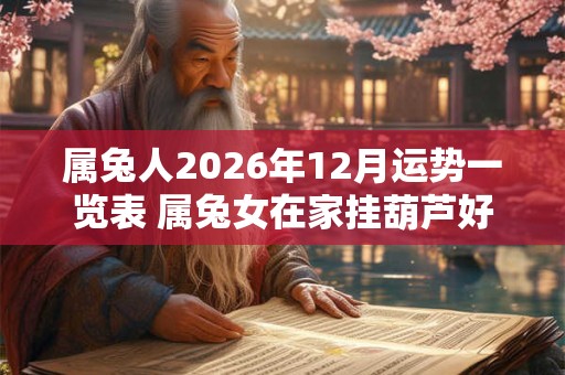 属兔人2026年12月运势一览表 属兔女在家挂葫芦好吗 属兔人2026年12月运势一览表 属兔女在家挂葫芦好吗