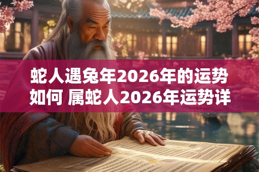 蛇人遇兔年2026年的运势如何 属蛇人2026年运势详解
