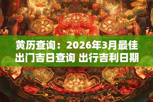 黄历查询:2026年3月最佳出门吉日查询 出行吉利日期 黄历查询:2026年3月最佳出门吉日查询 出行吉利日期