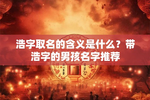 浩字取名的含义是什么？带浩字的男孩名字推荐