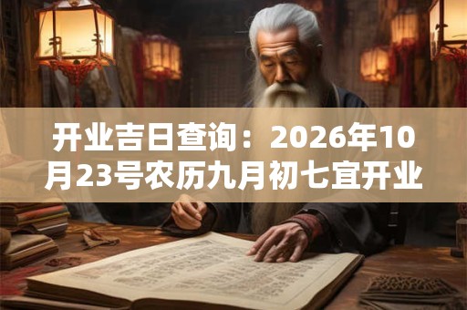 开业吉日查询：2026年10月23号农历九月初七宜开业吗