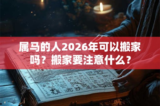属马的人2026年可以搬家吗？搬家要注意什么？