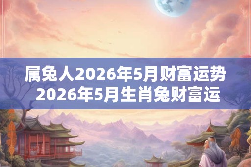 属兔人2026年5月财富运势 2026年5月生肖兔财富运程详解 属兔人2026年5月财富运势 2026年5月生肖兔财富运程详解
