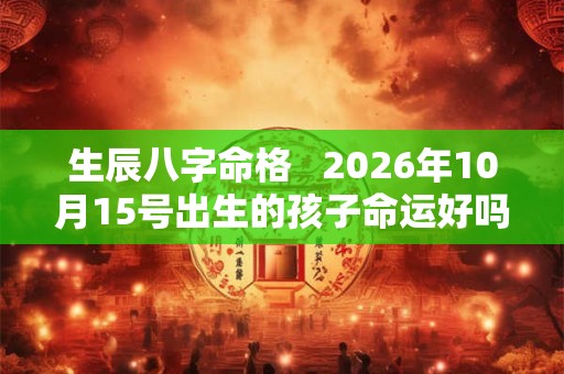 生辰八字命格   2026年10月15号出生的孩子命运好吗