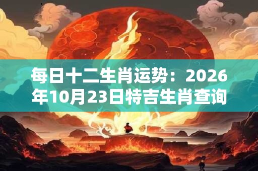 每日十二生肖运势：2026年10月23日特吉生肖查询