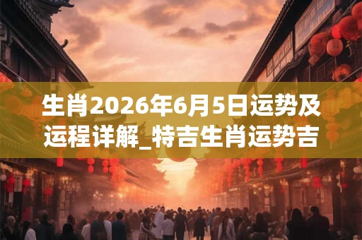 生肖2026年6月5日运势及运程详解_特吉生肖运势吉凶