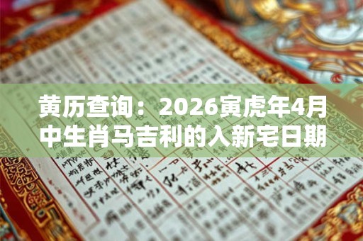 黄历查询：2026寅虎年4月中生肖马吉利的入新宅日期