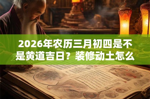 2026年农历三月初四是不是黄道吉日?装修动土怎么样? 2026年农历三月初四是不是黄道吉日?装修动土怎么样?