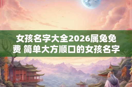 女孩名字大全2026属兔免费 简单大方顺口的女孩名字 女孩名字大全2026属兔免费 简单大方顺口的女孩名字