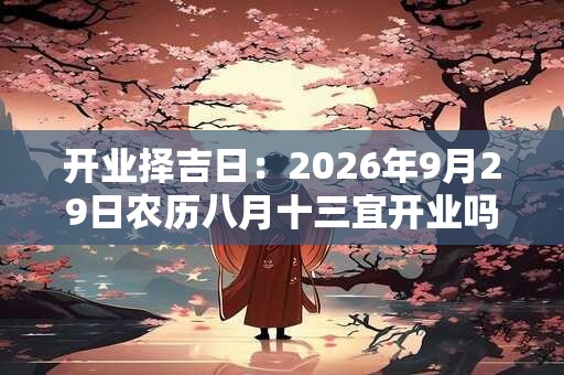 开业择吉日：2026年9月29日农历八月十三宜开业吗